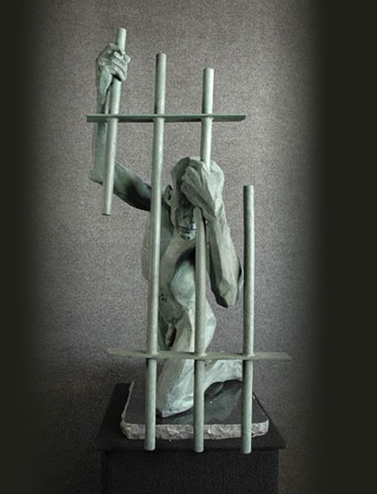 Genuflection to Longing bronze sculpture by David Varnau
