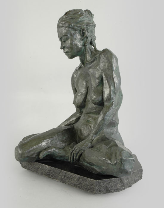 Om Shanti bronze sculpture by David Varnau