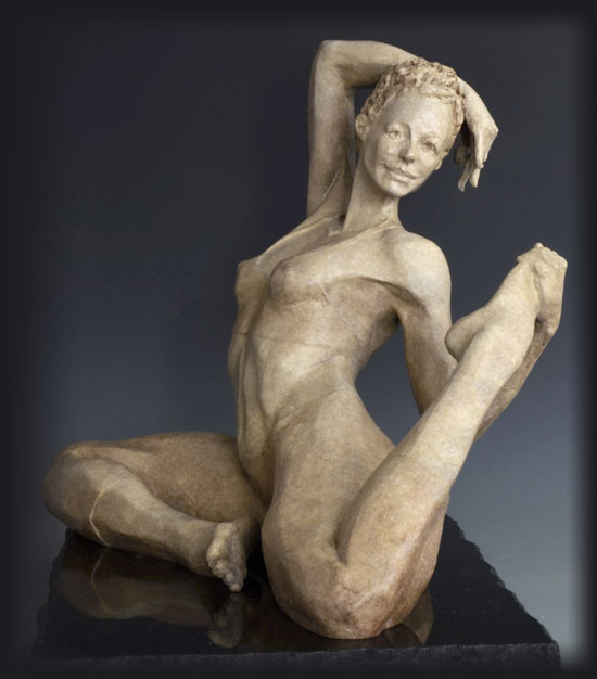 Hot Yoga bronze sculpture by David Varnau