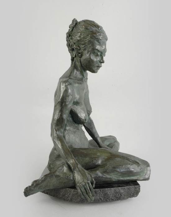 Om Shanti bronze sculpture by David Varnau