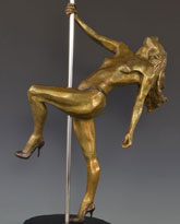 Poledancer bronze sculpture by David Varnau