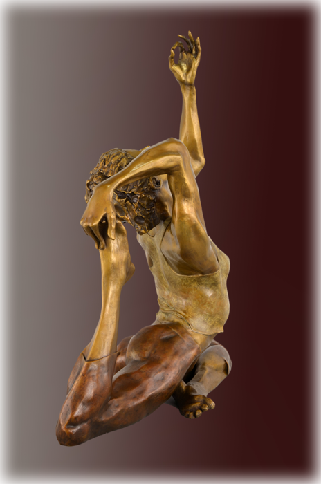 Yoga Bliss bronze sculpture by David Varnau